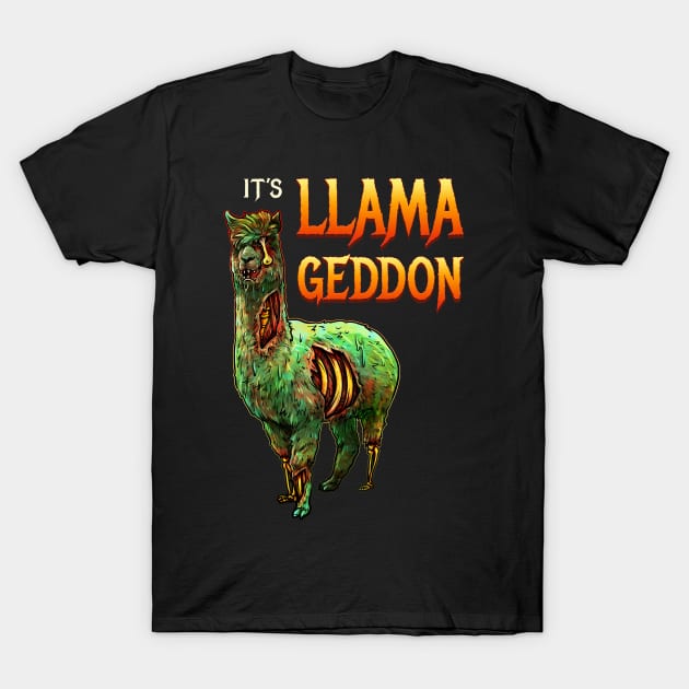 It's Llamageddon Halloween Llama Zombie T-Shirt by fizzyllama